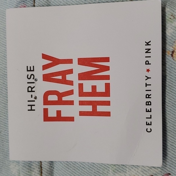 CELEBRITY PINK. HI-RISE SHORTS, FRAY HEM 13/31 NWT light blue with floral design - Picture 4 of 12